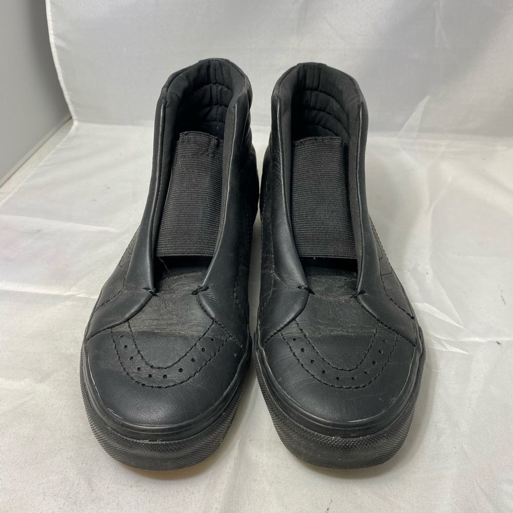 Vans SK8-Hi leather All black laceless Shoes Men’s 6 Women’s 7.5 24cm - Picture 4 of 8
